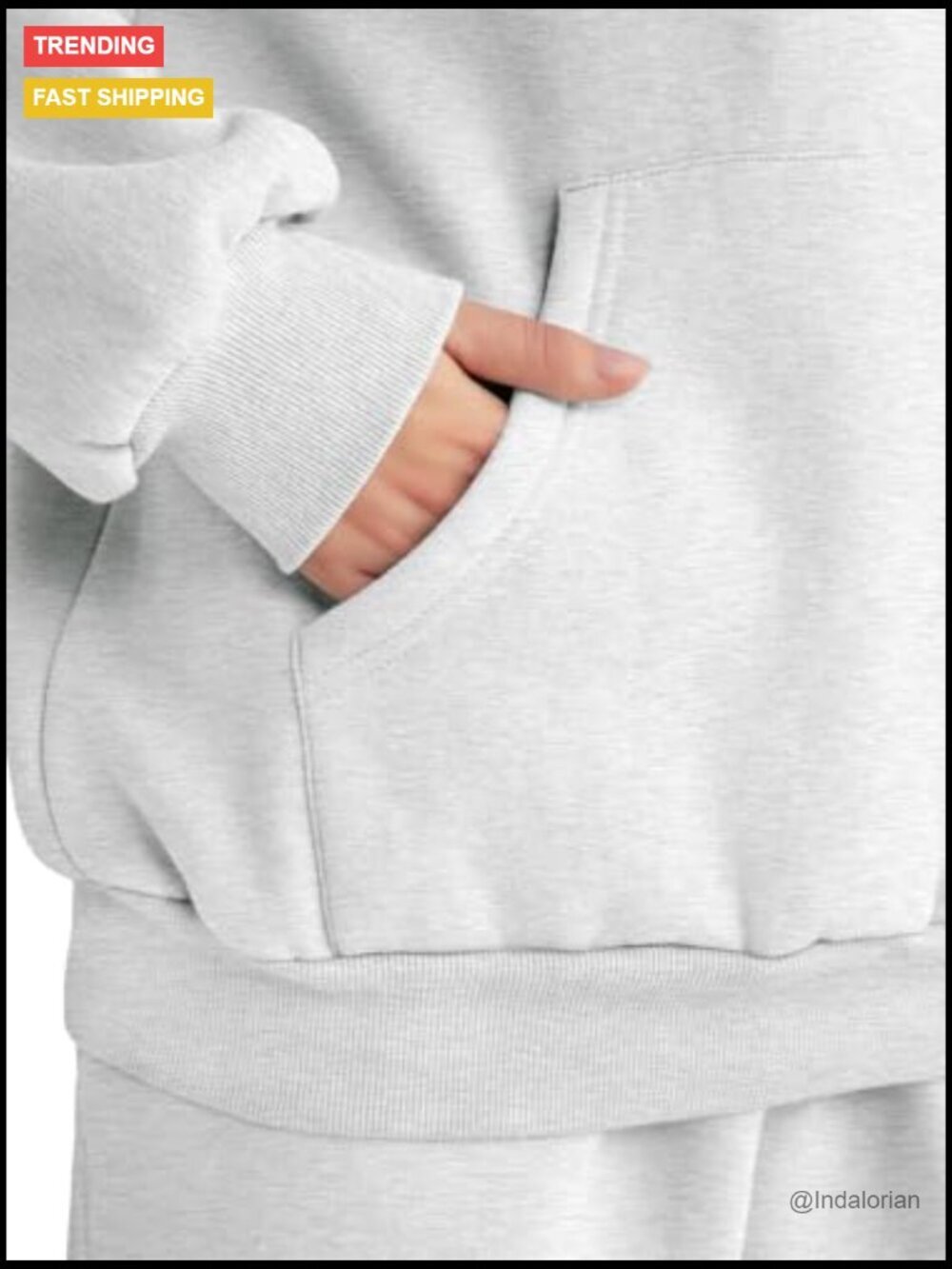 Oversized Hoodie Sweatsuit Set 50% Polyester 50% Cotton Loungewear - Picture 6 of 7